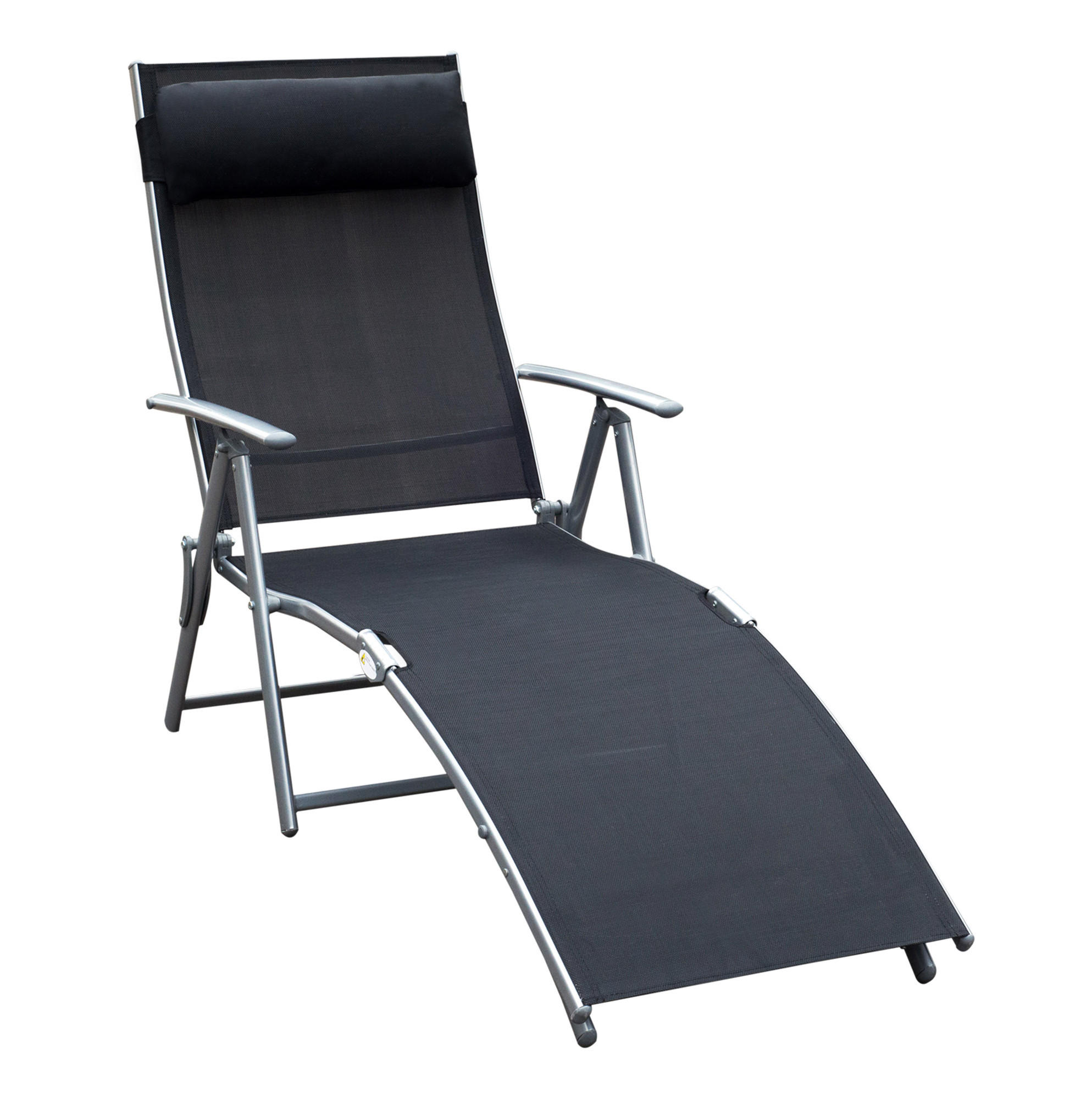 Modfu POLOHOVACÍ zahradní lehátko z kovu 137x63,5x100,5 cm černé s pěti polohami opěrky a skládacím provedením