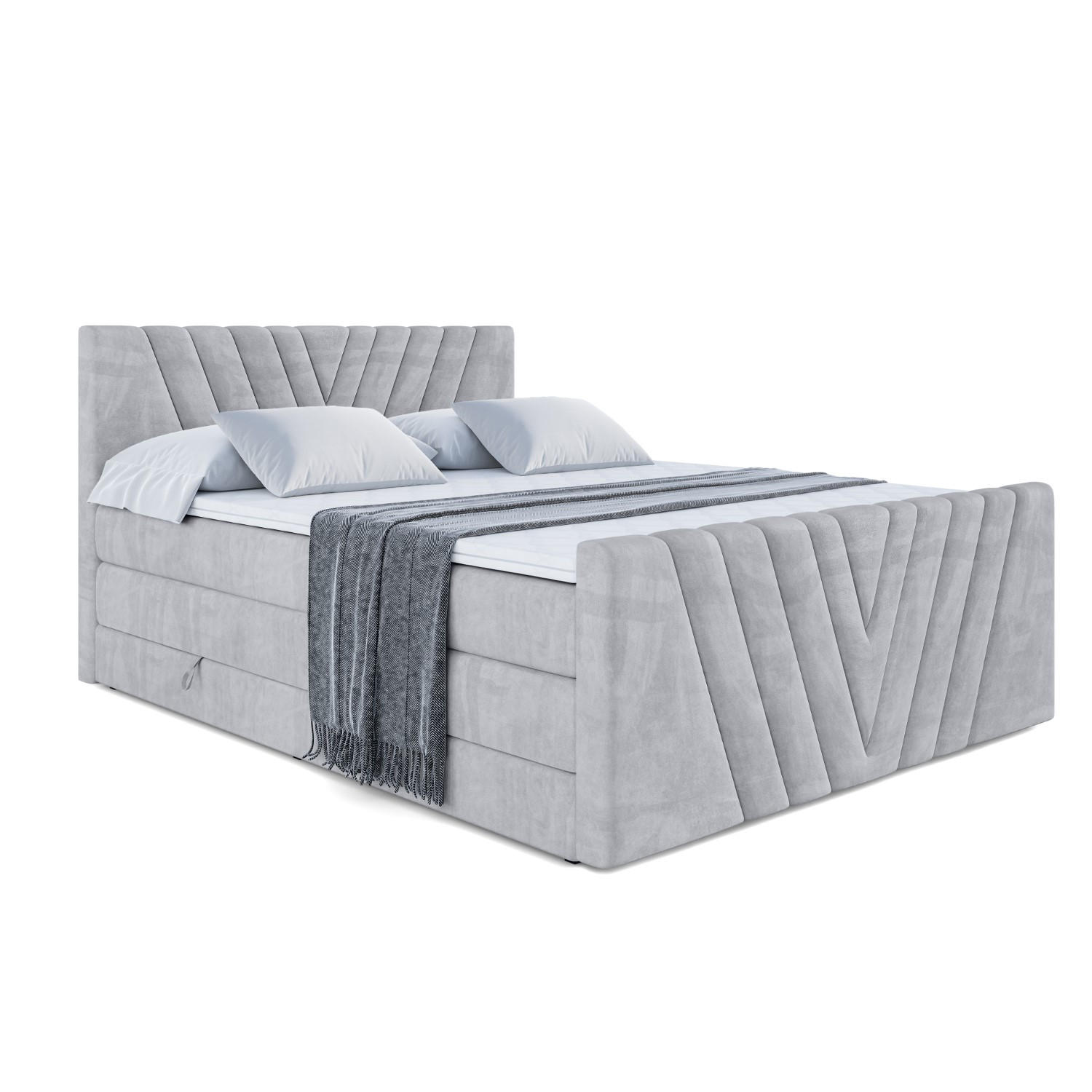 ALTDECOR POSTEL boxspring ERNINA-Z KING – 160 × 200 – H3/H4 – světle šedá