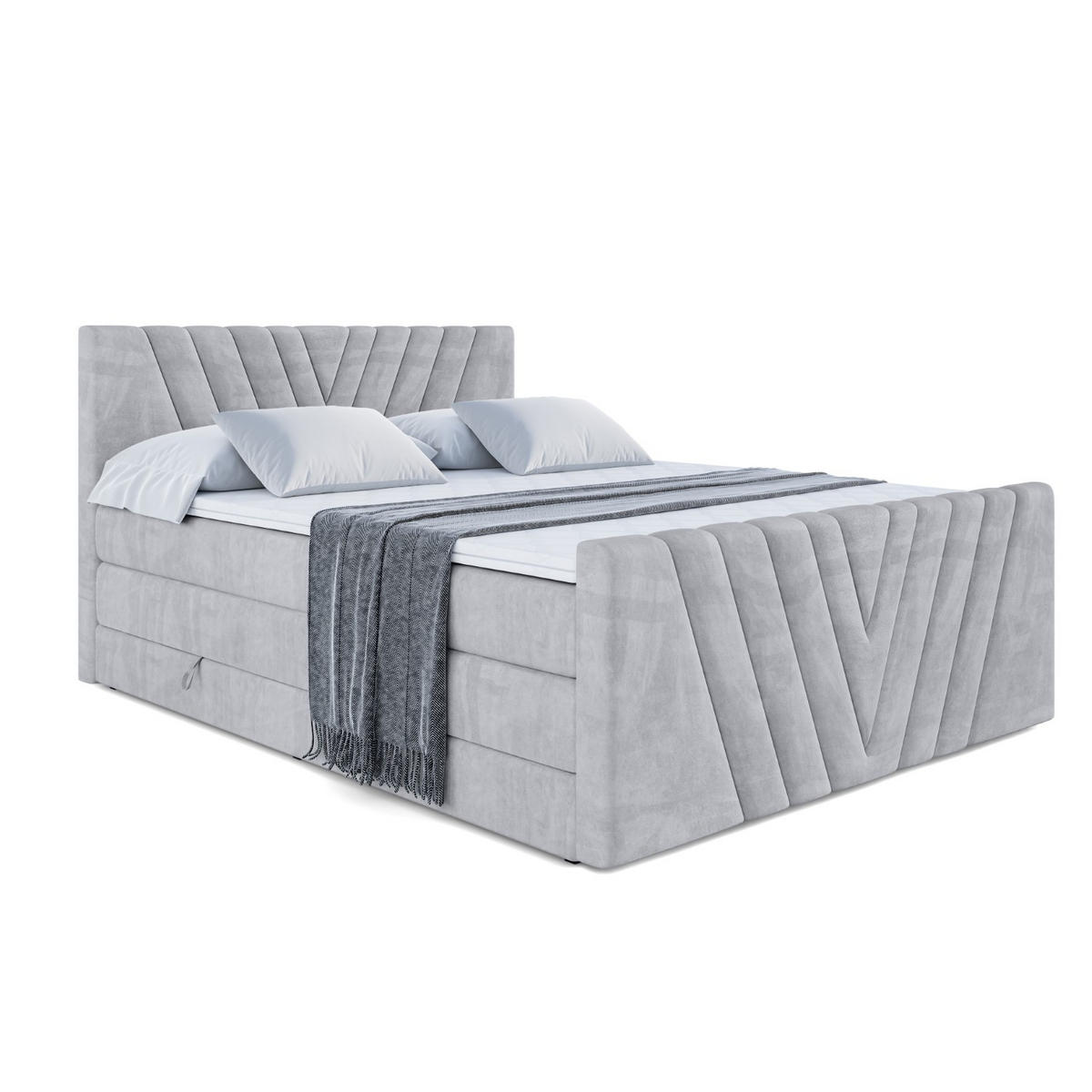 BOXSPRINGBETT ERNINA-Z KING - 120x200 - H3/H4 - Hellgrau - Hellgrau, Holzwerkstoff (120/200cm) - ALTDECOR