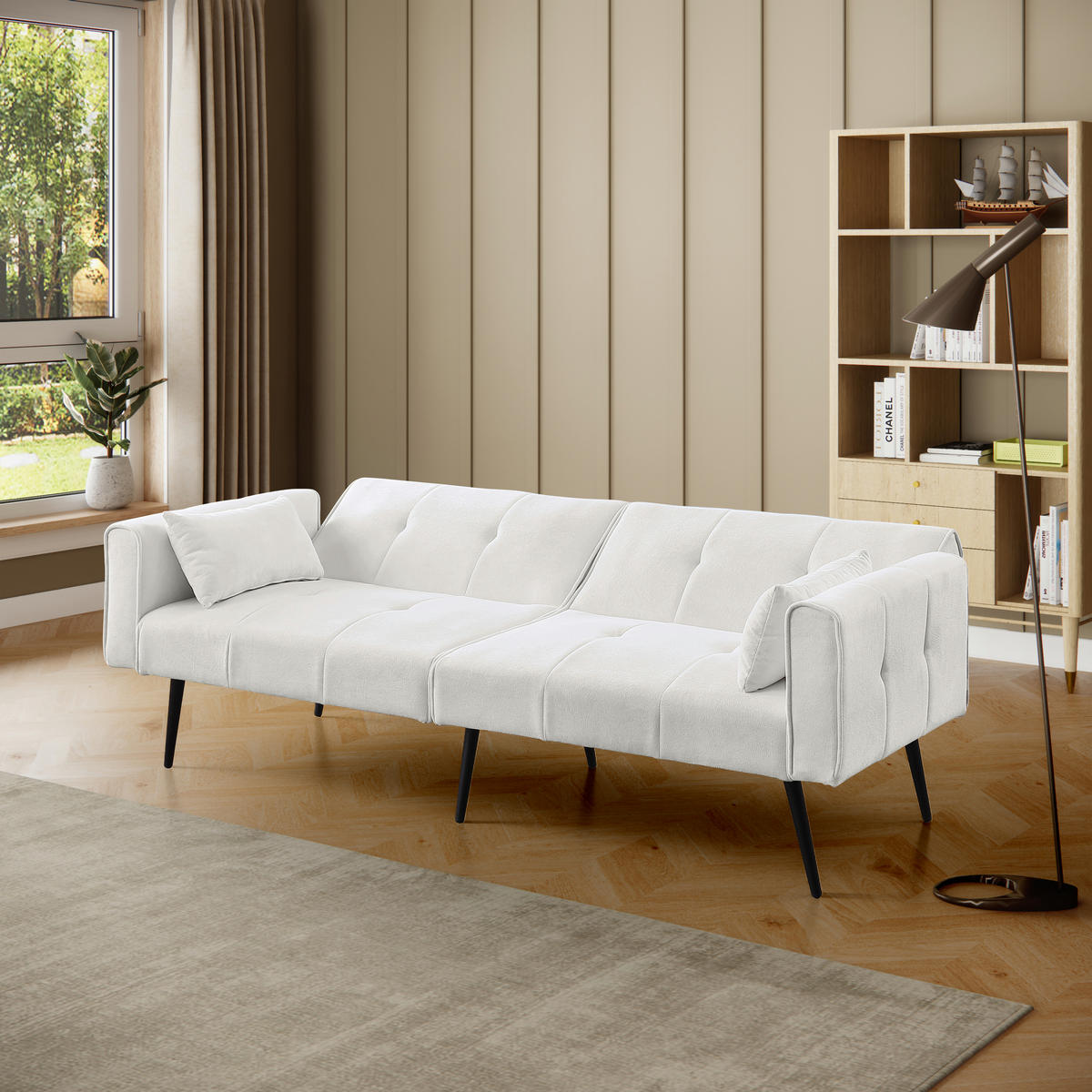 SCHLAFSOFA 175/71/71 cm Beige Cord - Beige, Textil (175/71/71cm) - Oxeza