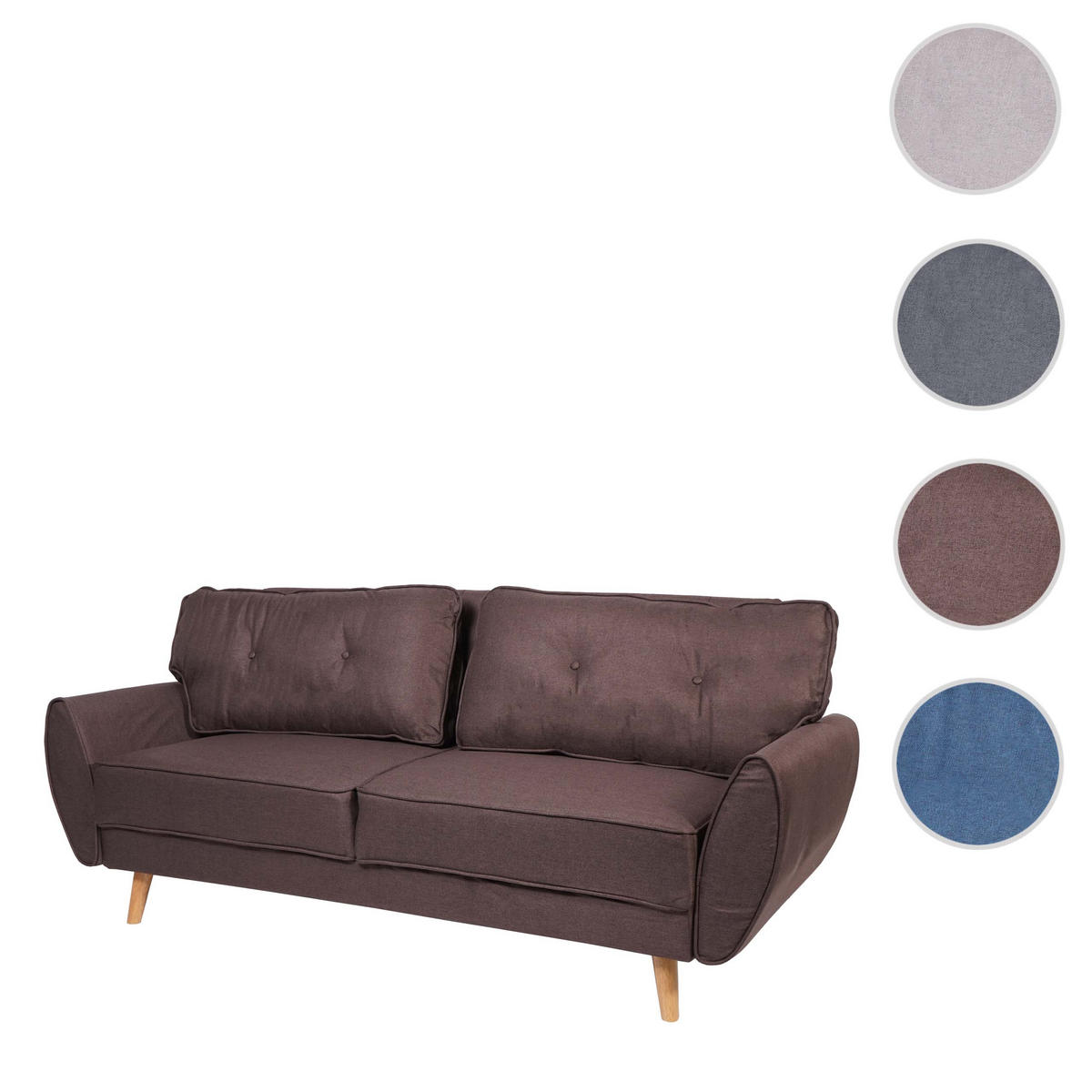 3ER-SOFA Braun - Braun, Textil (203/94/116cm) - MCW