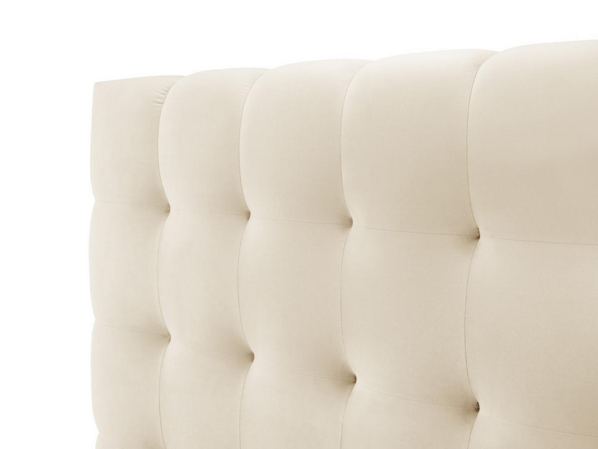 BETT mit Bettkasten und Kopfteil Mamaia aus Samt leichtes beige 180x200cm - Beige, Textil (180/200cm) - Micadoni