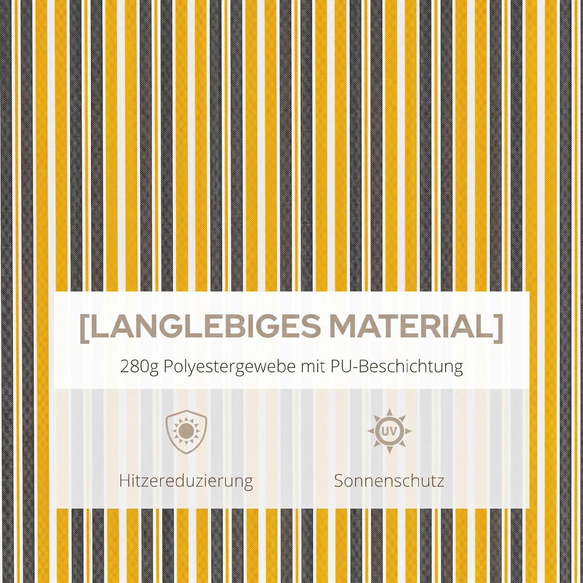 MARKISE Alu+Polyester Gelb+Grau - Gelb/Grau, Kunststoff/Metall (250/1/350cm) - Outsunny