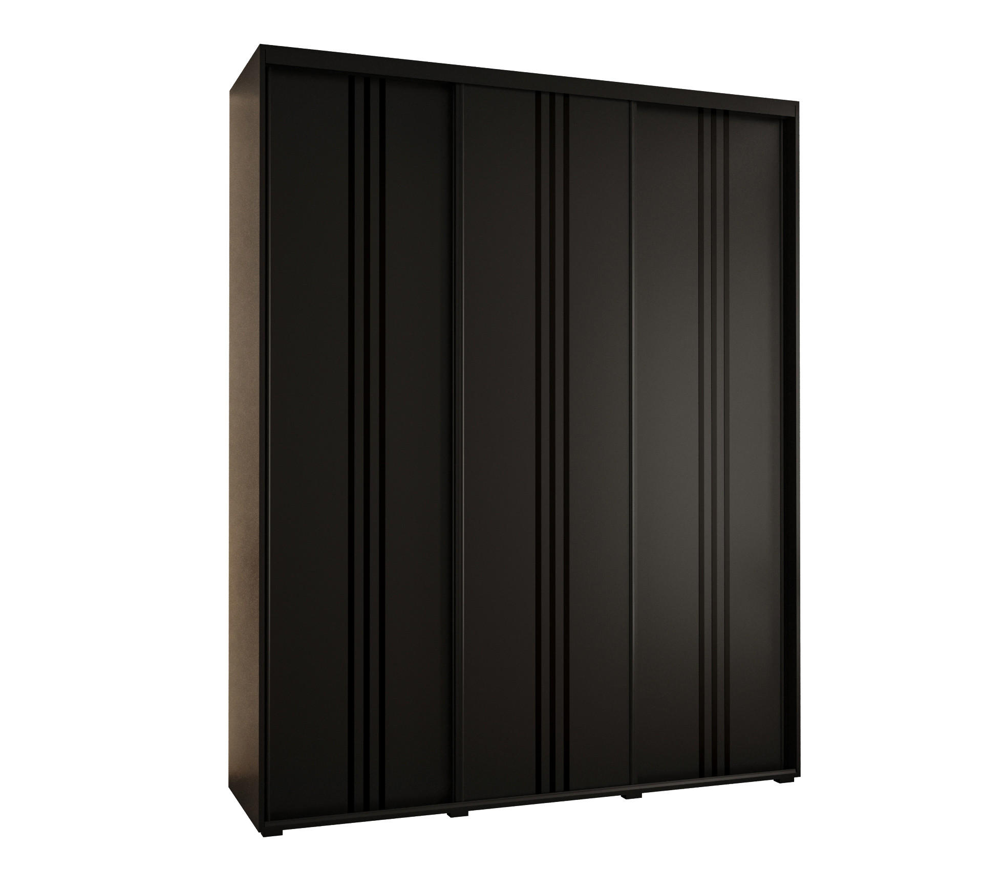 Abiks Möbel Schwebetürenschrank Schwarz, Schwarz, Schwarz 190x235x60 cm