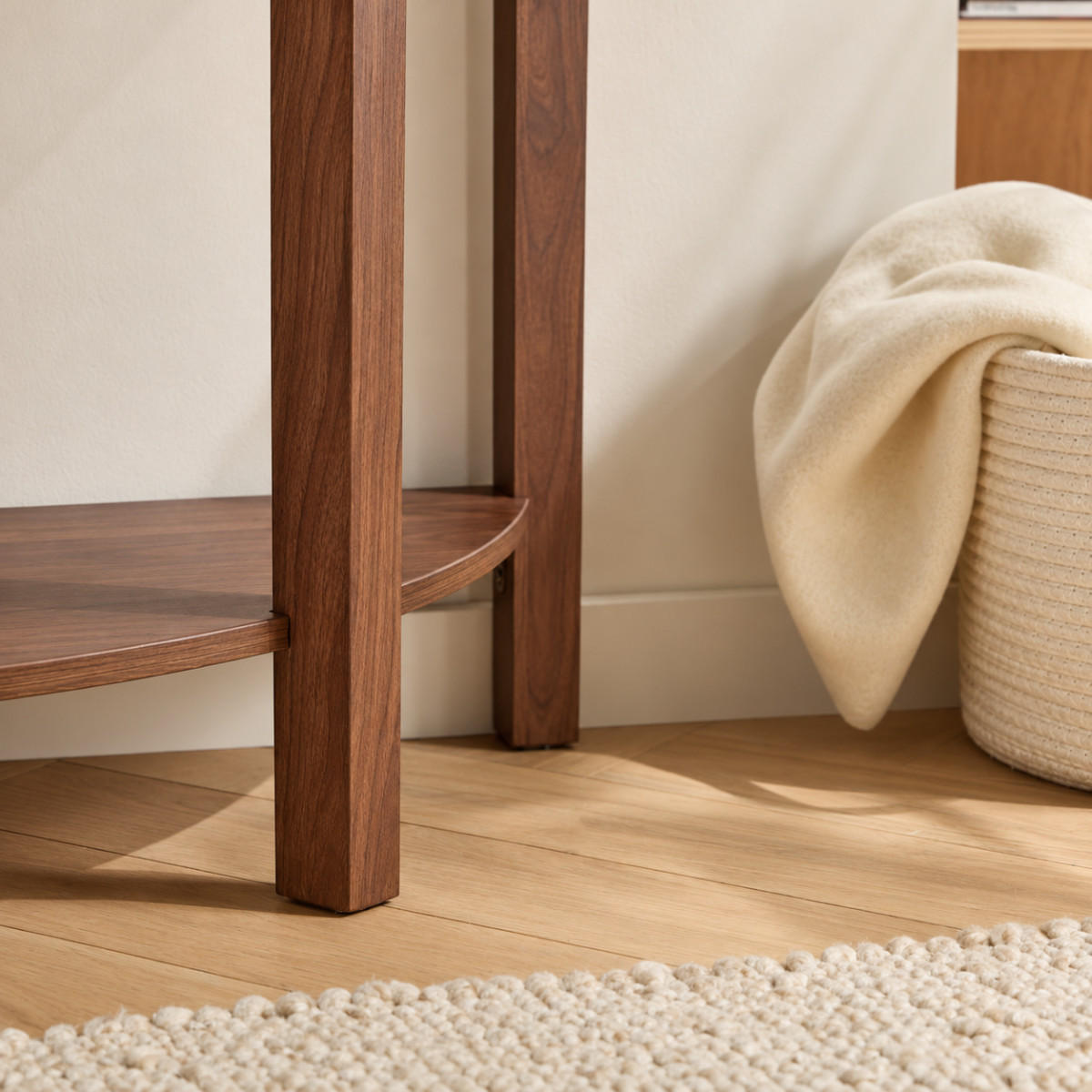 ABGERUNDETE Konsole mit Nussbaum-Optik und 2 Ebenen bologne 100/40/76 cm - Naturfarben, Holzwerkstoff (100/40/76cm) - Calicosy
