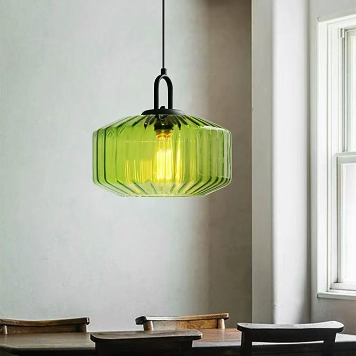 LED-HÄNGELEUCHTE Grün 4W 28/28/16-150 cm - Grün, Metall (28/28/16cm) - Authentics