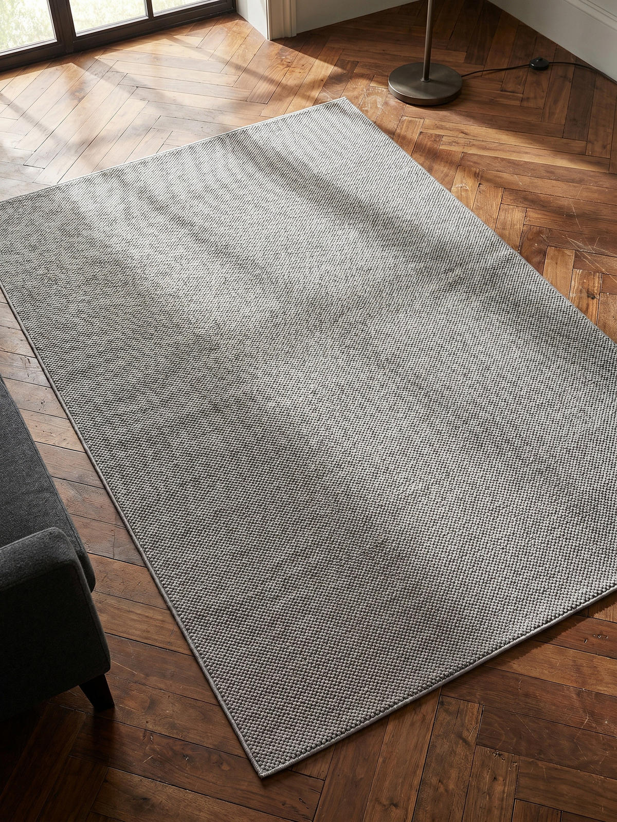 TEPPICH Flachgewebe LANGAU in Silber, meliert, 240 x 340 cm - Silberfarben, Textil (340/240cm) - KADIMA DESIGN