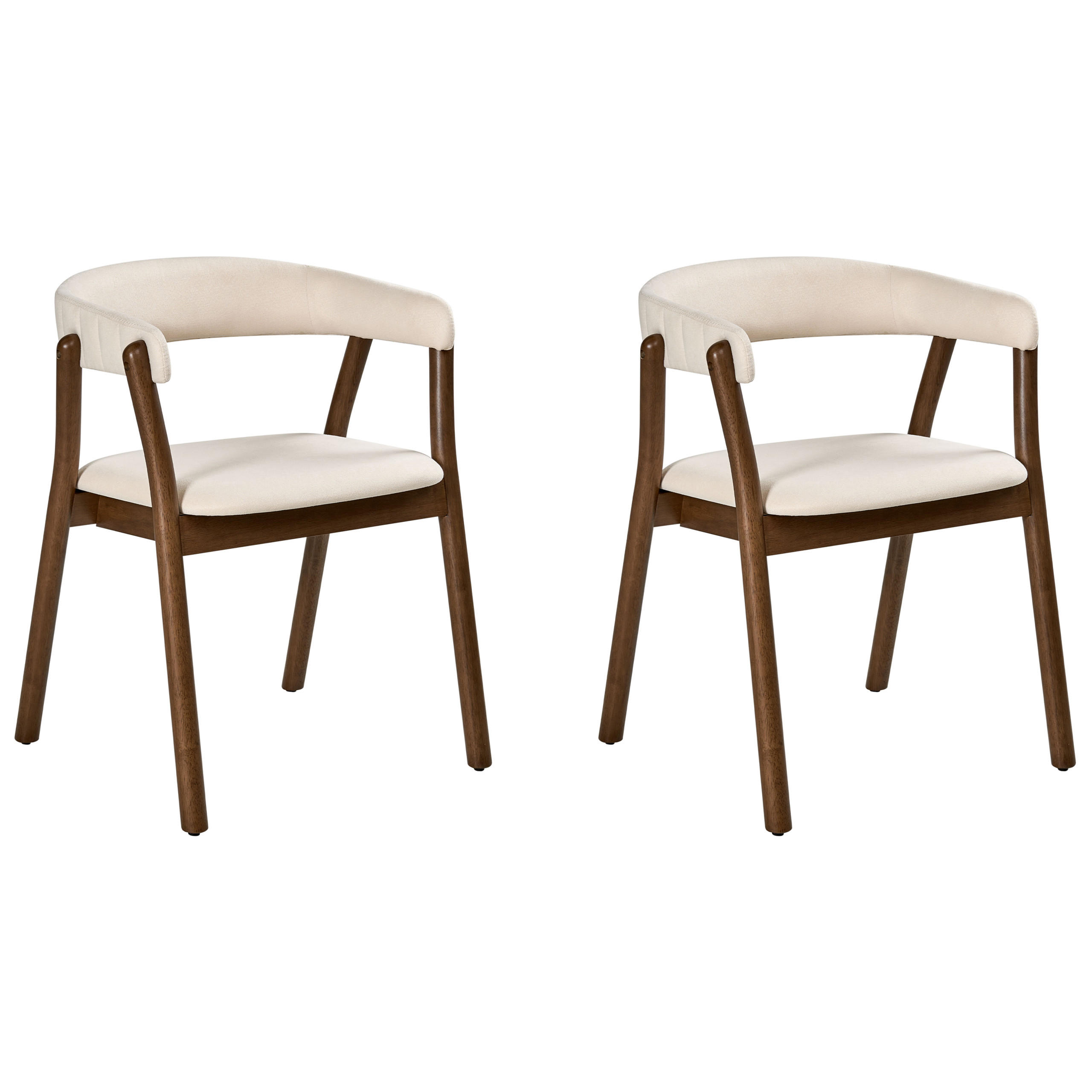 ESSZIMMERSTUHL 2er Set Stoff Cremeweiß/Dunkelbraun Mylo - Dunkelbraun/Weiß, Holz/Textil (58/77/56cm) - Beliani