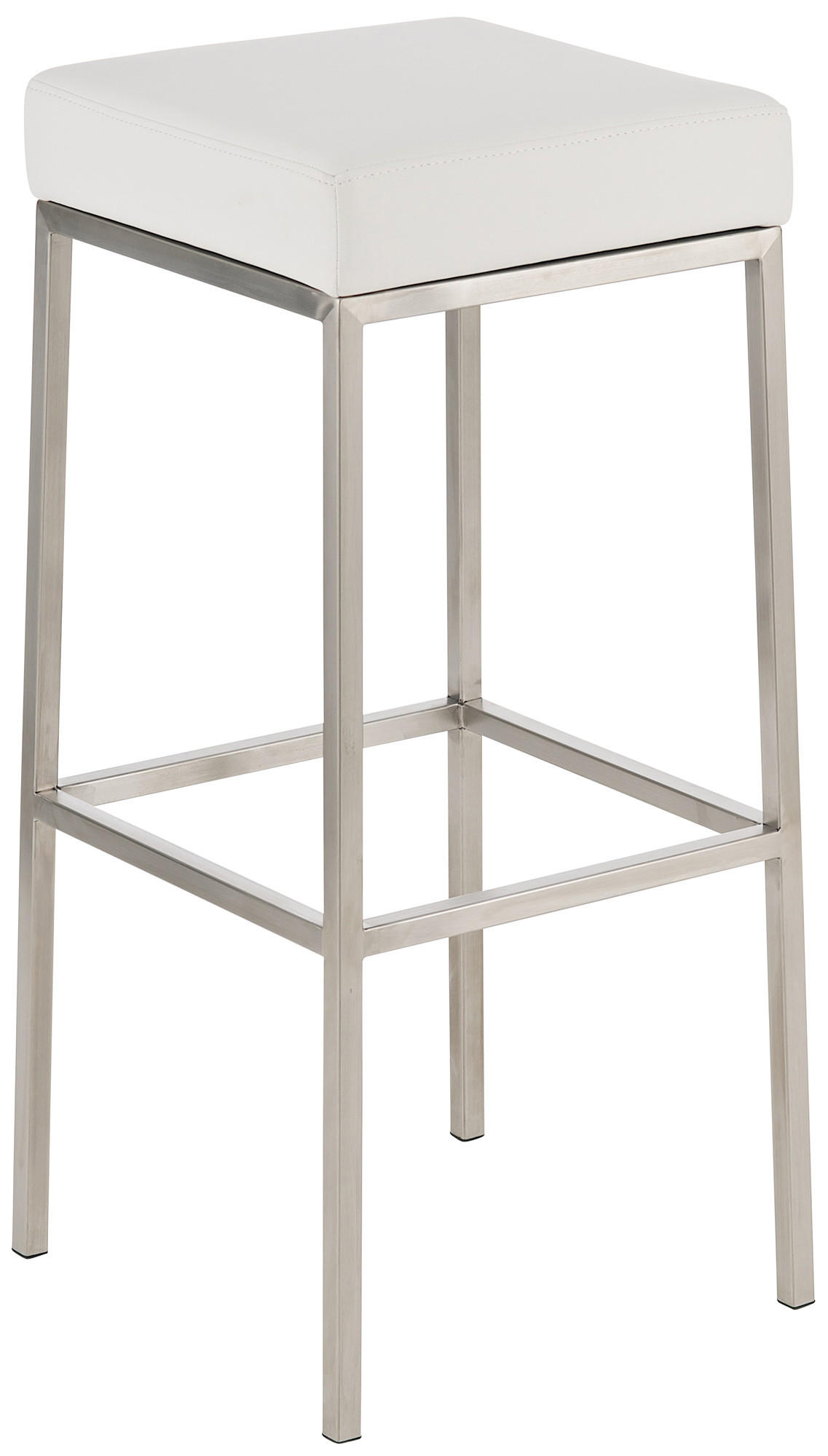 BARHOCKER Lederlook Weiß - Edelstahlfarben/Weiß, Textil/Metall (37/85/37cm) - CLP