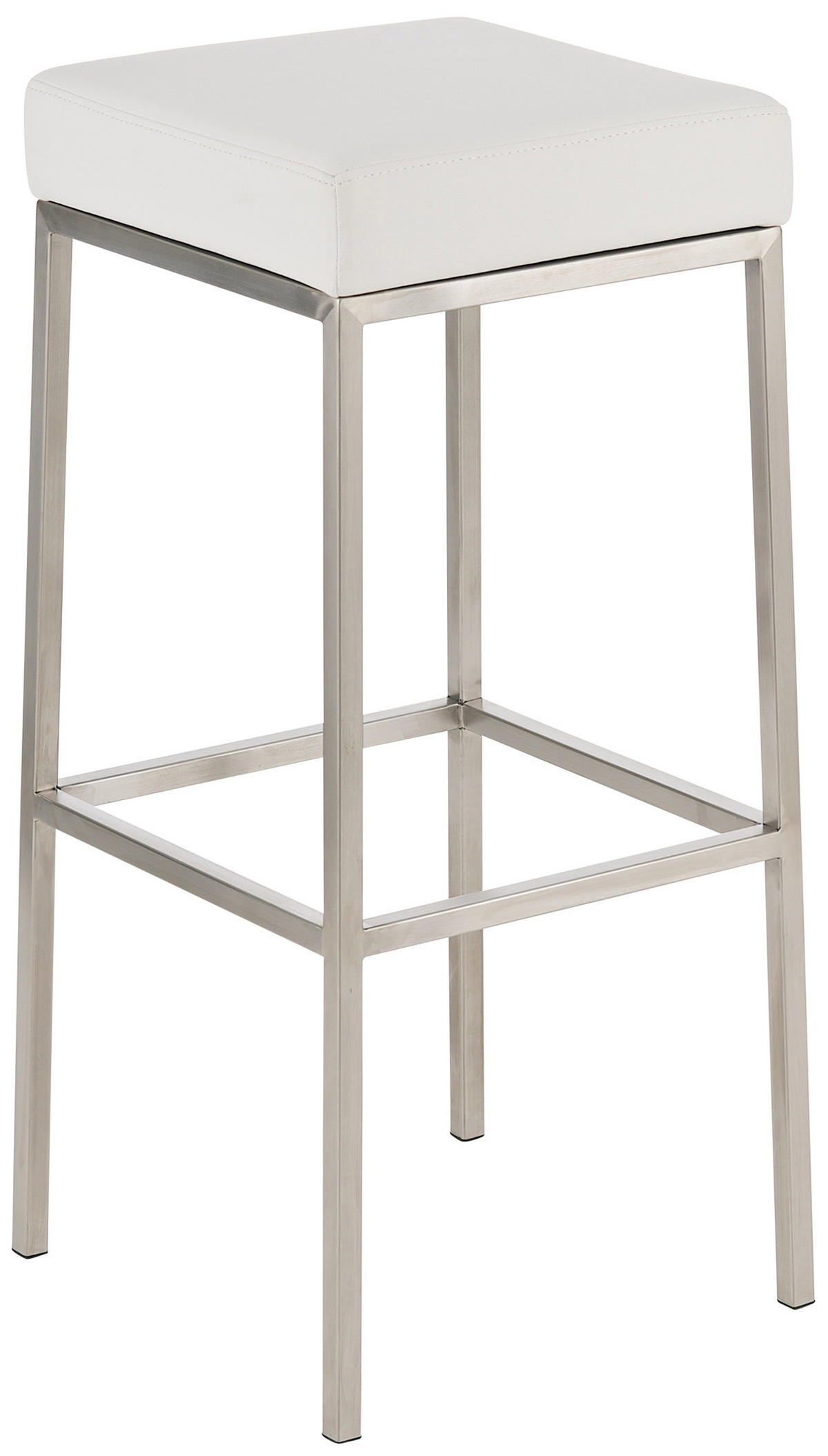 BARHOCKER Lederlook Weiß - Edelstahlfarben/Weiß, Textil/Metall (37/85/37cm) - CLP