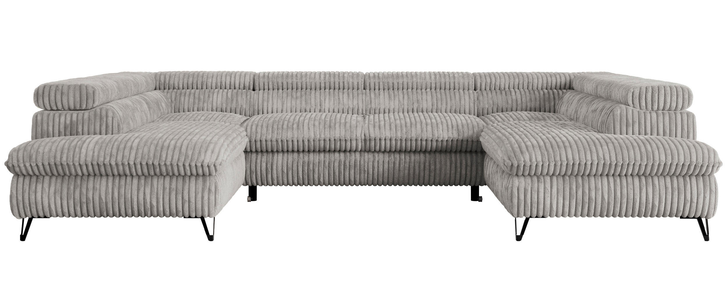 WOHNLANDSCHAFT PEDRO U Cord Grau - Schwarz/Grau, Textil/Metall (346/76/208cm) - MKS