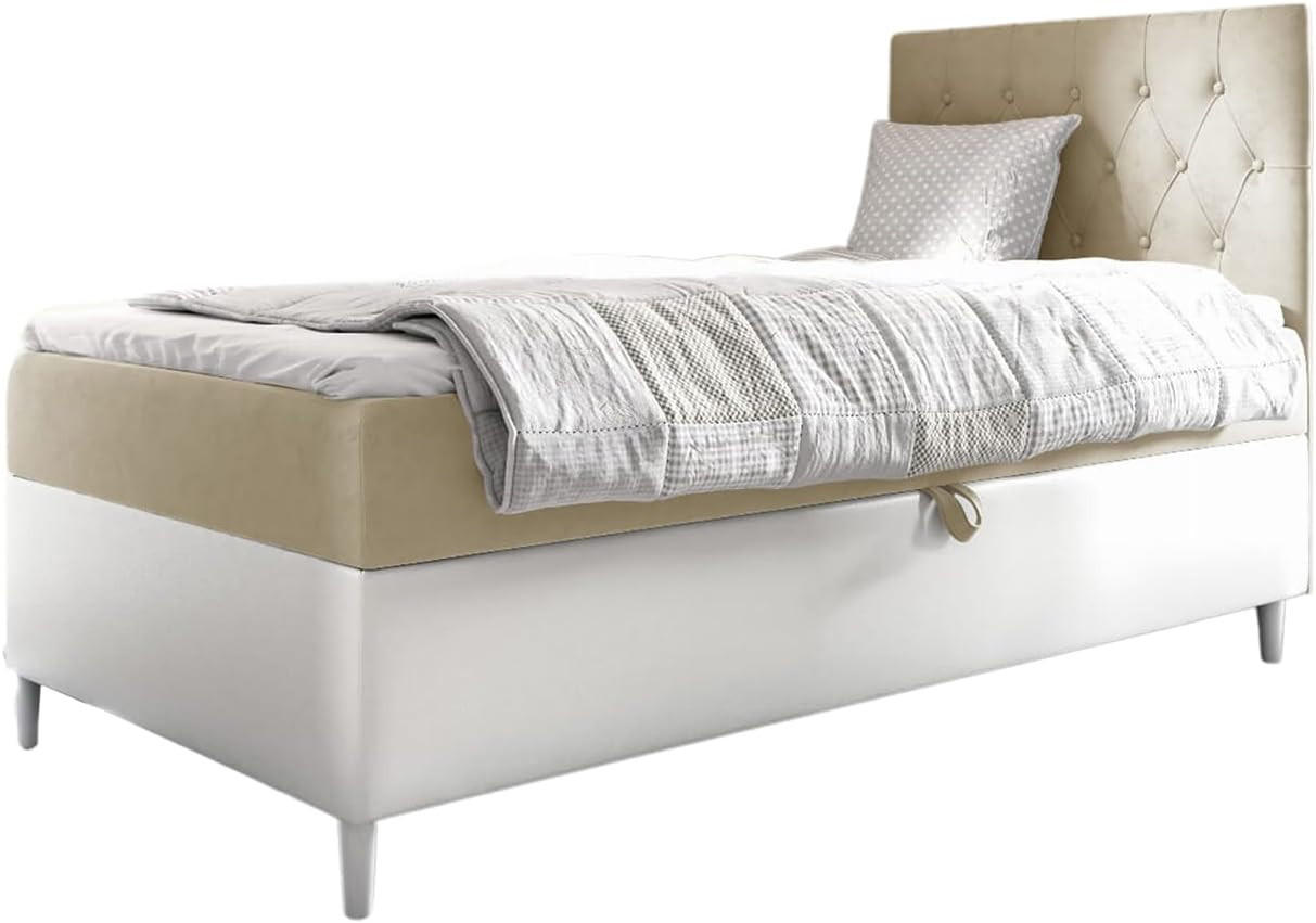 Meblini Kinderbett Beige, Weiß 102x208 cm