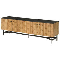 TV-BOARD Akazie 180x40x55 natur lackiert / Marmor schwarz LONDON #105 - Naturfarben, Holz (180/55/40cm) - Massivmoebel24