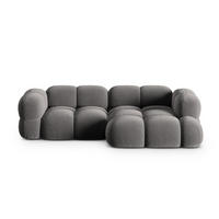 ECKSOFA rechts Loretto aus Samt grau 3 Sitzplätze - Grau, Textil (147/250cm) - Cosmopolitan Design