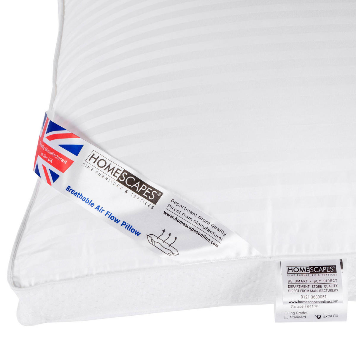 AIR-FLOW-KISSEN Super-Mikrofaser 48/74 cm - Weiß, Textil (48/74cm) - Homescapes