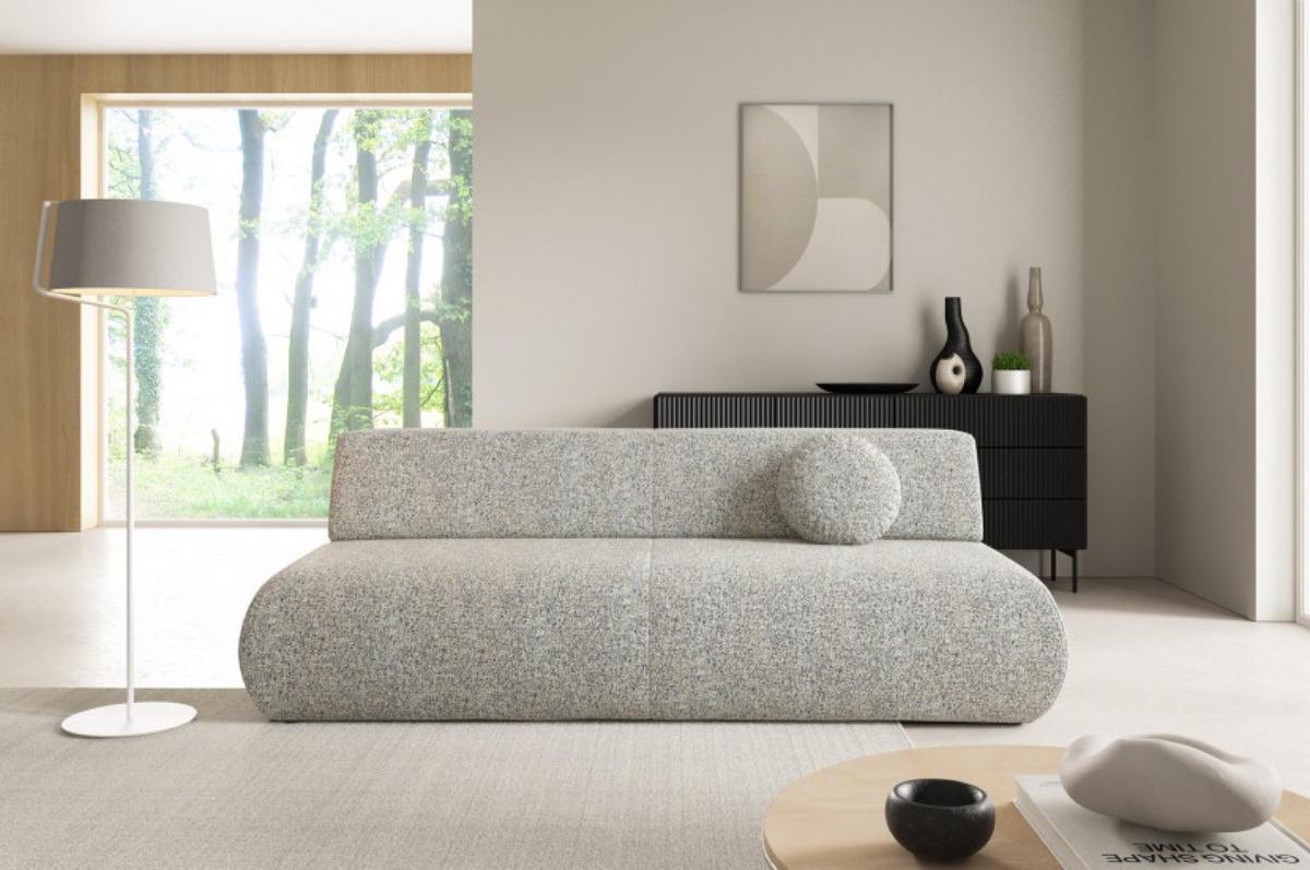 SOFA Szarobeige PENTI Mit Schlaffunktion Bezogene PUENTE - Grau, Textil (214/74/100cm) - Sepro Meble