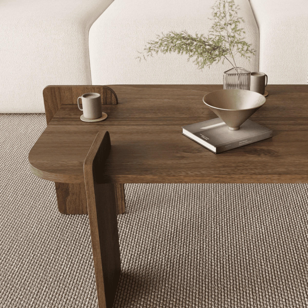 COUCHTISCH mit rechteckiger Tischplatte und abgerundeten Kanten 120/60/35 cm - Naturfarben, Holzwerkstoff (120/60/35cm) - Calicosy