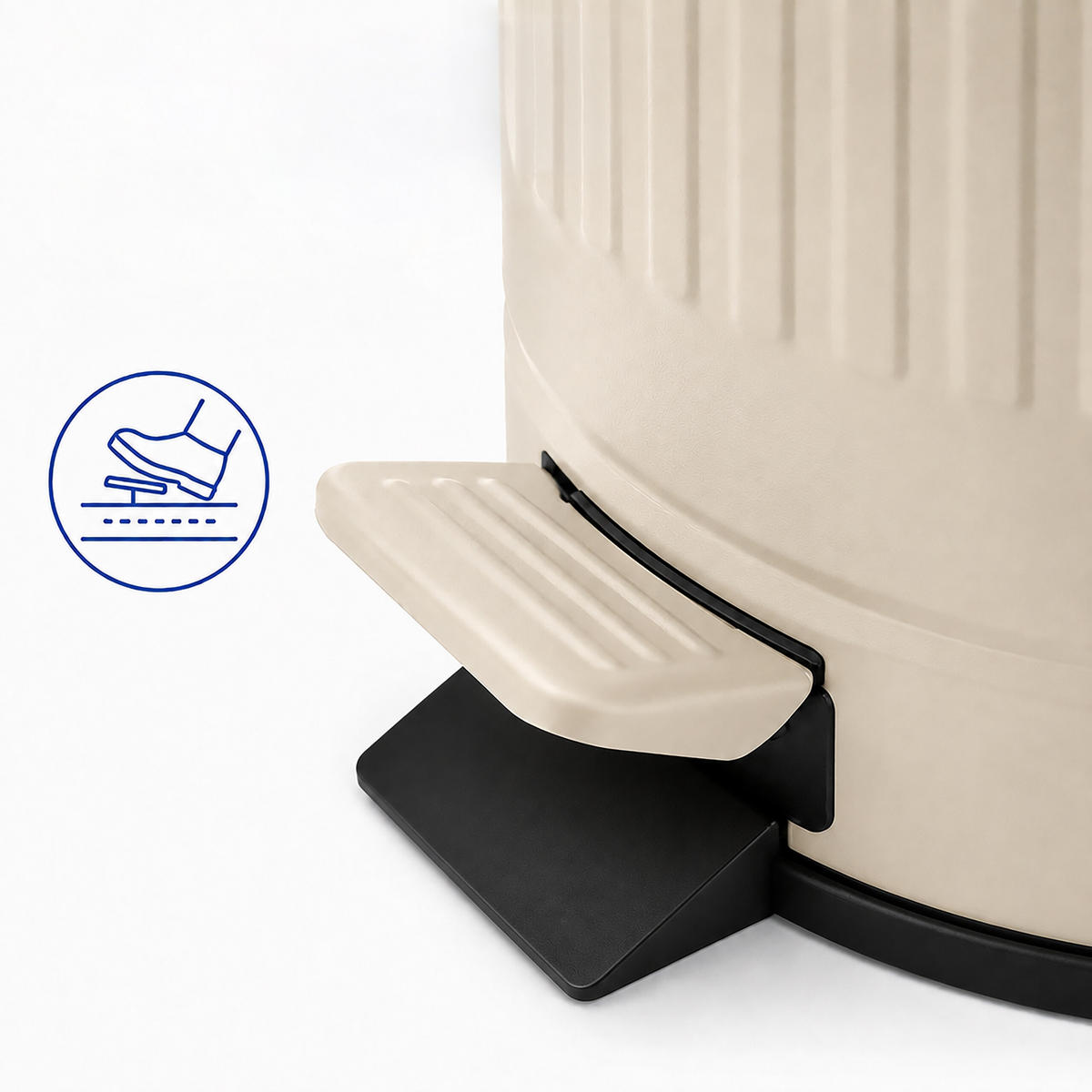 PUBELĂ Bej 5 l cu pedală închidere silențioasă - bej, material plastic/metal (20.5/29/20.5cm) - Relaxdays