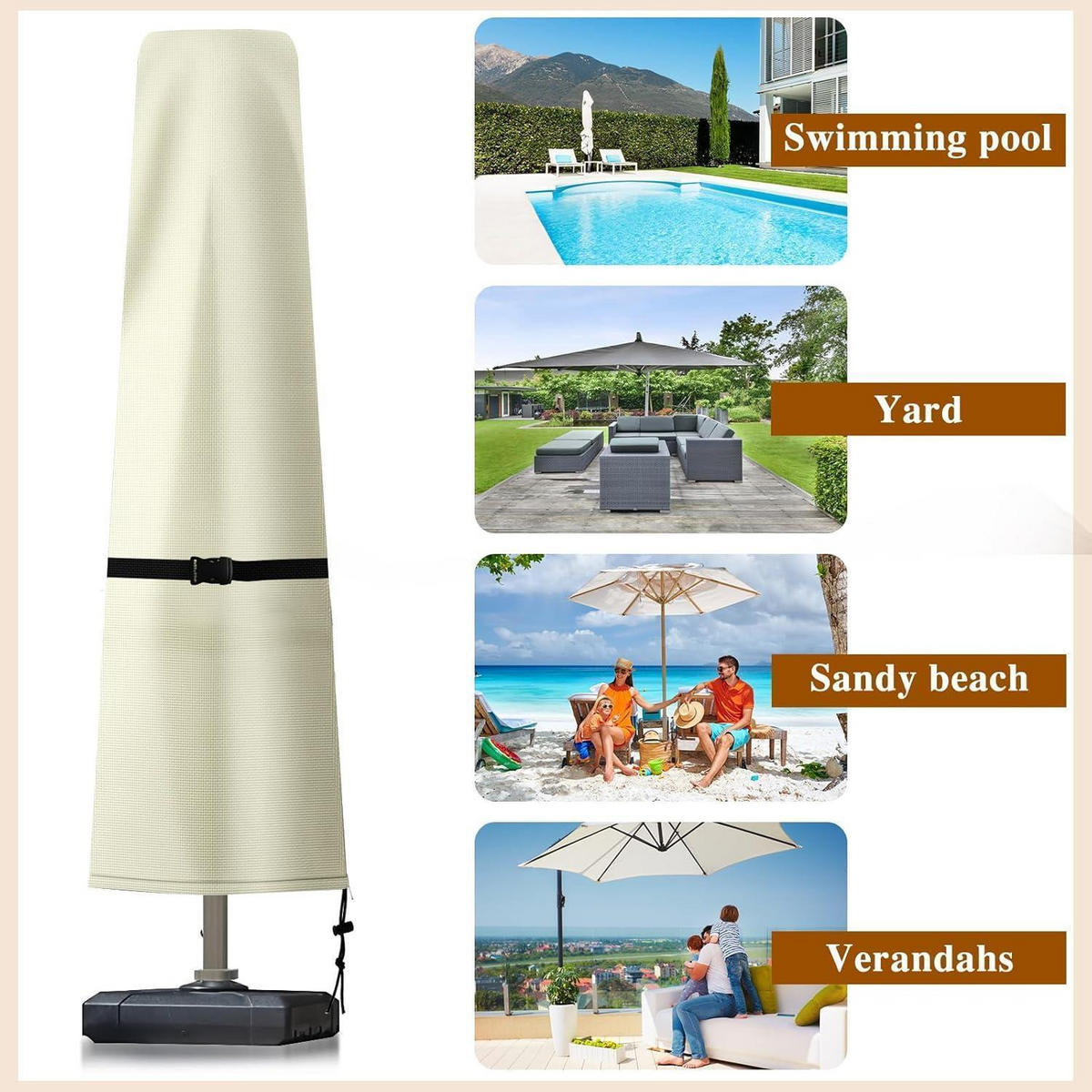 SONNENSCHIRM Schutzhülle 190 x 50/40/30 cm Beige - Beige, Textil (30/30/180cm)