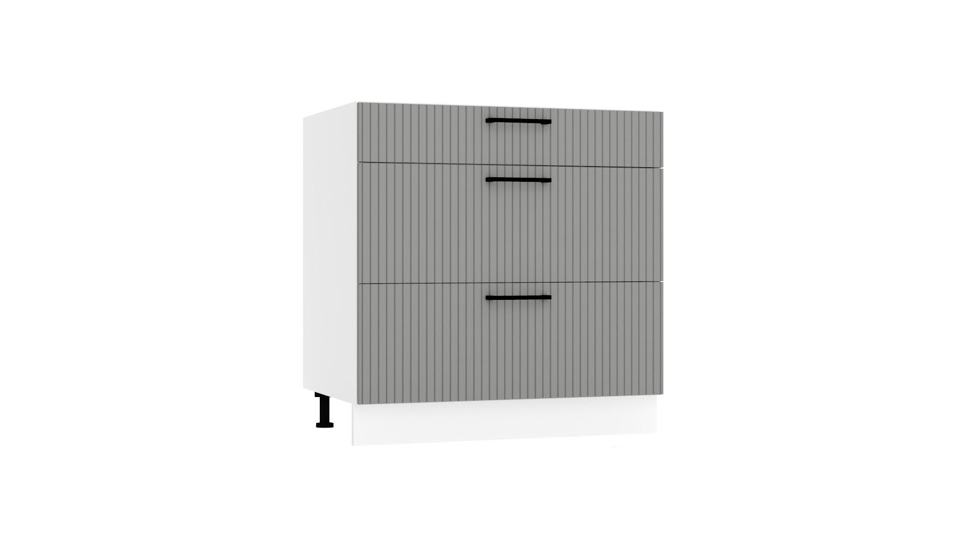 UNTERSCHRANK D80S3 - KENDRO - 3 Schubladen für effiziente Organisation - Weiß/Grau, Holz (80/82/52.4cm) - ROYAL24_MARKT