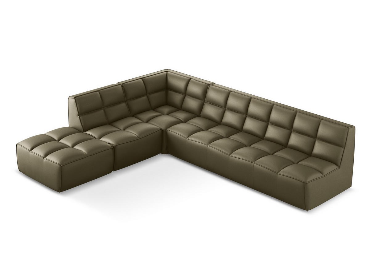 ECKSOFA Beidseitig Kunstleder Grün - Schwarz/Olivgrün, Leder/Kunststoff (308/258cm) - Makamii