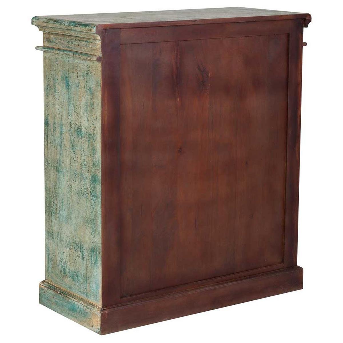 SIDEBOARD aus Holz und Glas mit 2 Türen 90x40x100 cm - Blau, Holz (90/100/40cm) - Wanderlust