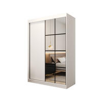 SCHIEBETÜRENSCHRANK MODENA 2 150, 2-türig Kleiderschrank mit 1 Spiegel, Moderne Garderobe, Schrank in Größe: 150 x 216 x 65 cm - Schwarz/Weiß, Holzwerkstoff (150/216/65cm) - O-Sofa