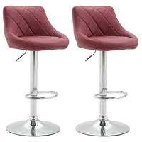 BARHOCKER Lazius, 2er Set, Gestell Metall in Chromoptik, Kunstleder Bordeauxrot - Chromfarben/Bordeaux, Kunststoff/Textil (46/100/49cm) - TPFLiving