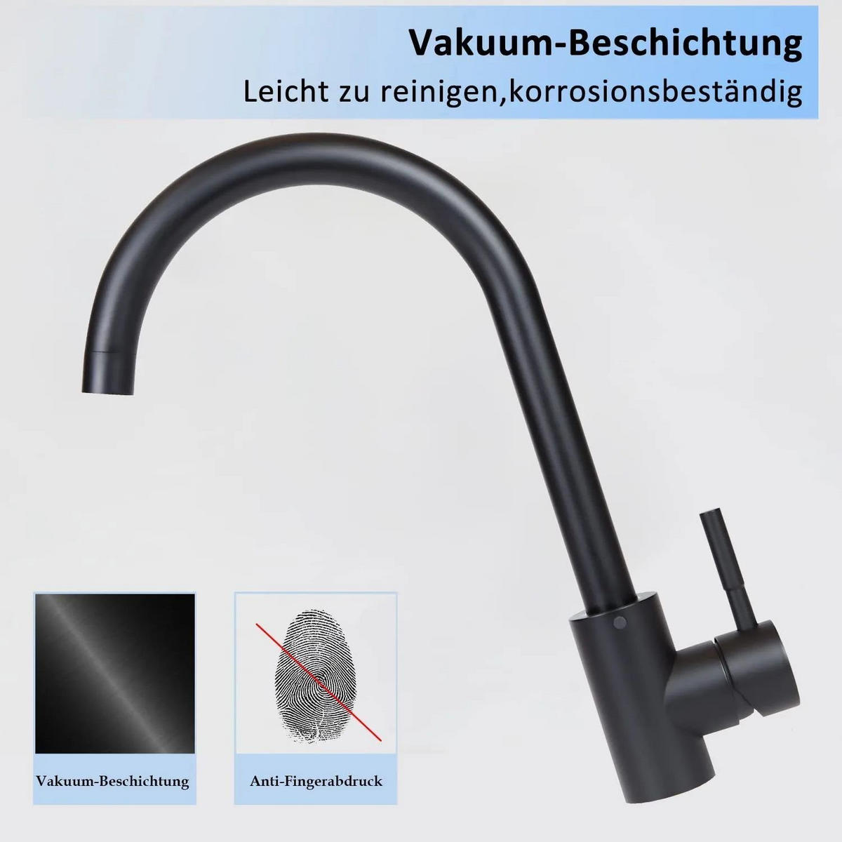 KÜCHENARMATUR Susanne - Schwarz, Metall (6/33/19cm) - Nettlife