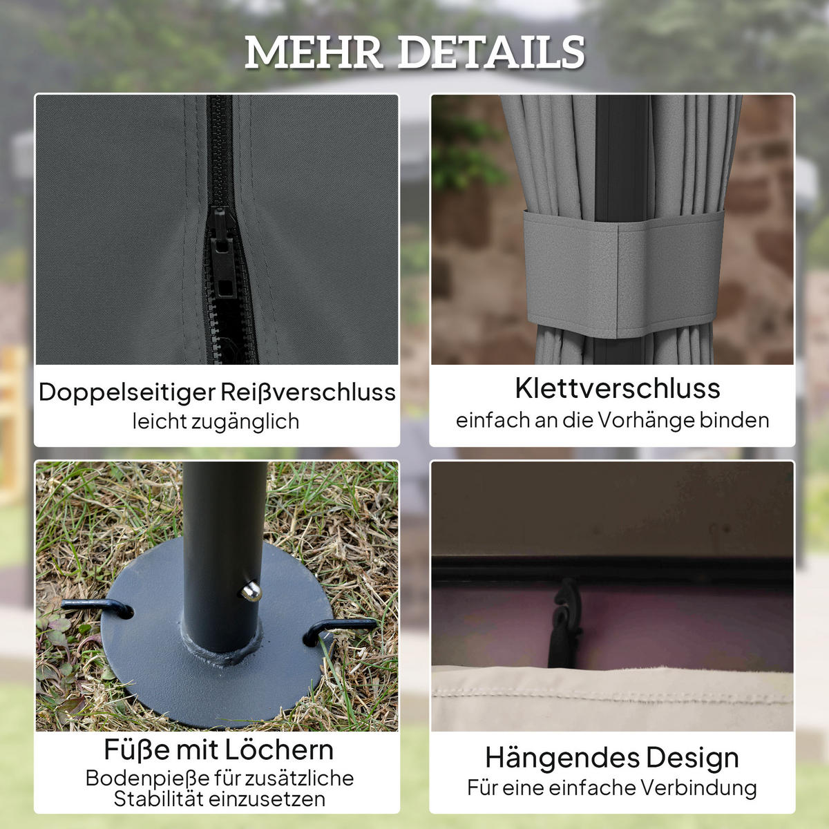 PAVILLON Metall Dunkelgrau - Dunkelgrau, Metall (296/265/296cm) - Outsunny