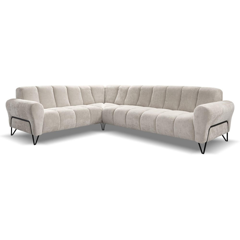 ECKSOFA Volare ohne Schlaffunktion Creme rechts - Creme/Schwarz, Textil/Metall (295/235cm) - Beautysofa