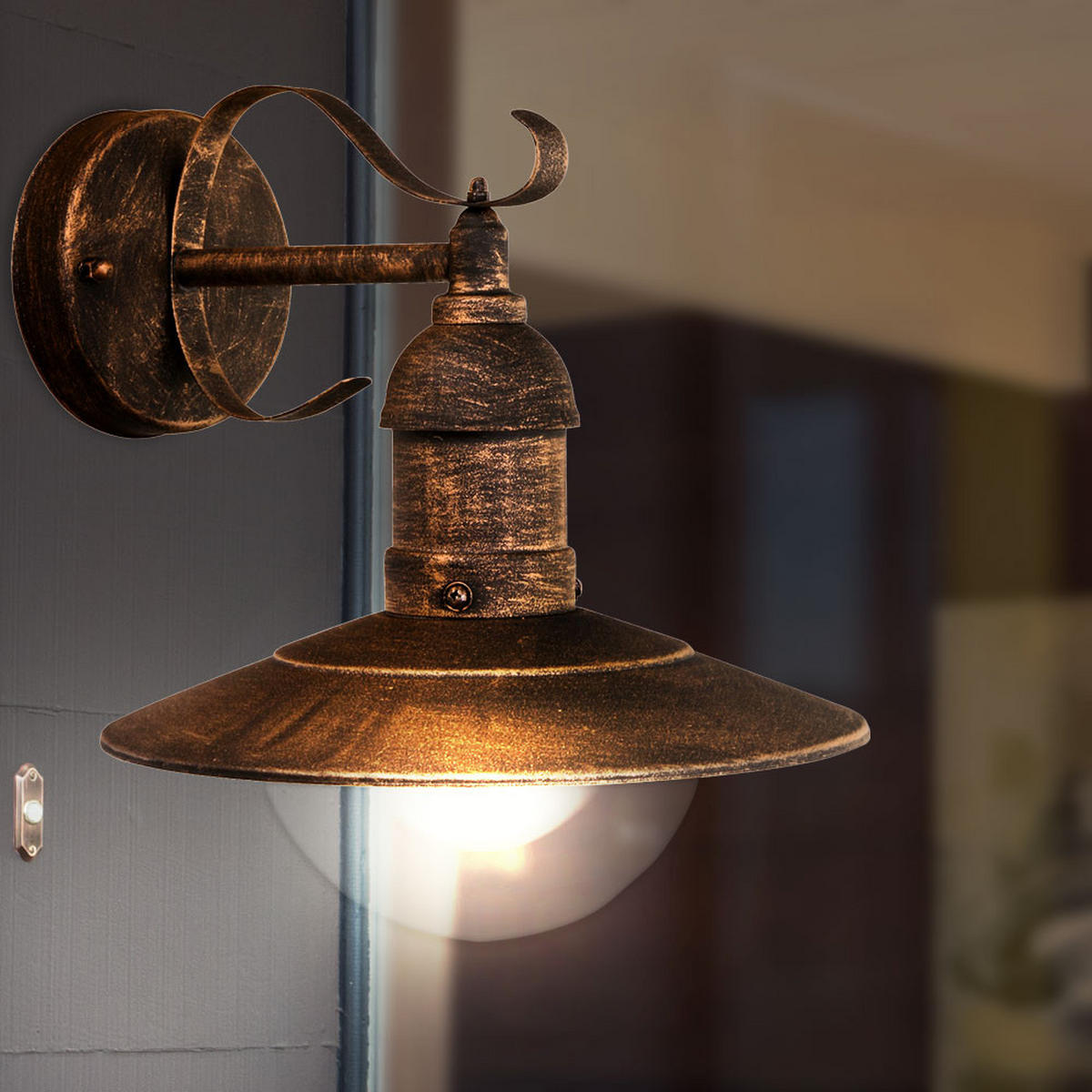 LED WANDLEUCHTE Amrum Schwarz Gold - Braun, Metall (27.2/24/25.6cm)