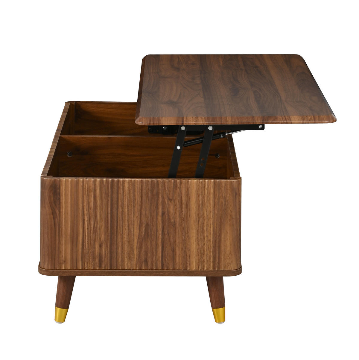 COUCHTISCH aus MDF 97x52x56,5 cm in Walnuss mit höhenverstellbarer Tischplatte - Walnussfarben, Holzwerkstoff (97/52/56.5cm) - Modfu