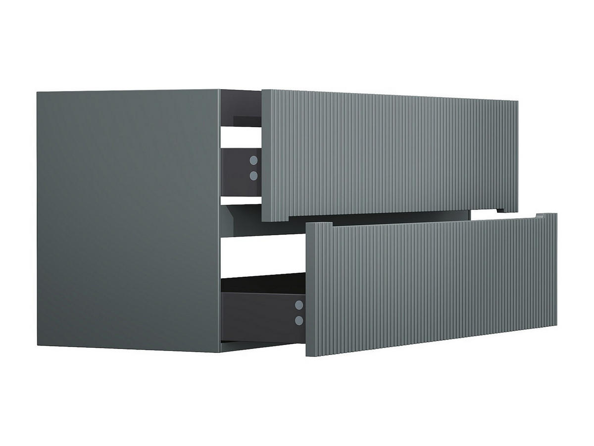 WASCHBECKENUNTERSCHRANK hängend - 120 cm - Grau gerippt - PAVANI - Grau, Holz (120/55/45.5cm) - Vente-Unique