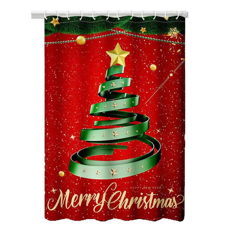 DUSCHVORHANG Weihnachten 180 x 180 cm Badezimmer - Rot, Textil (180/180cm) - MCBOSON