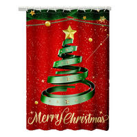 DUSCHVORHANG Weihnachten 180 x 180 cm Badezimmer - Rot, Textil (180/180cm) - MCBOSON