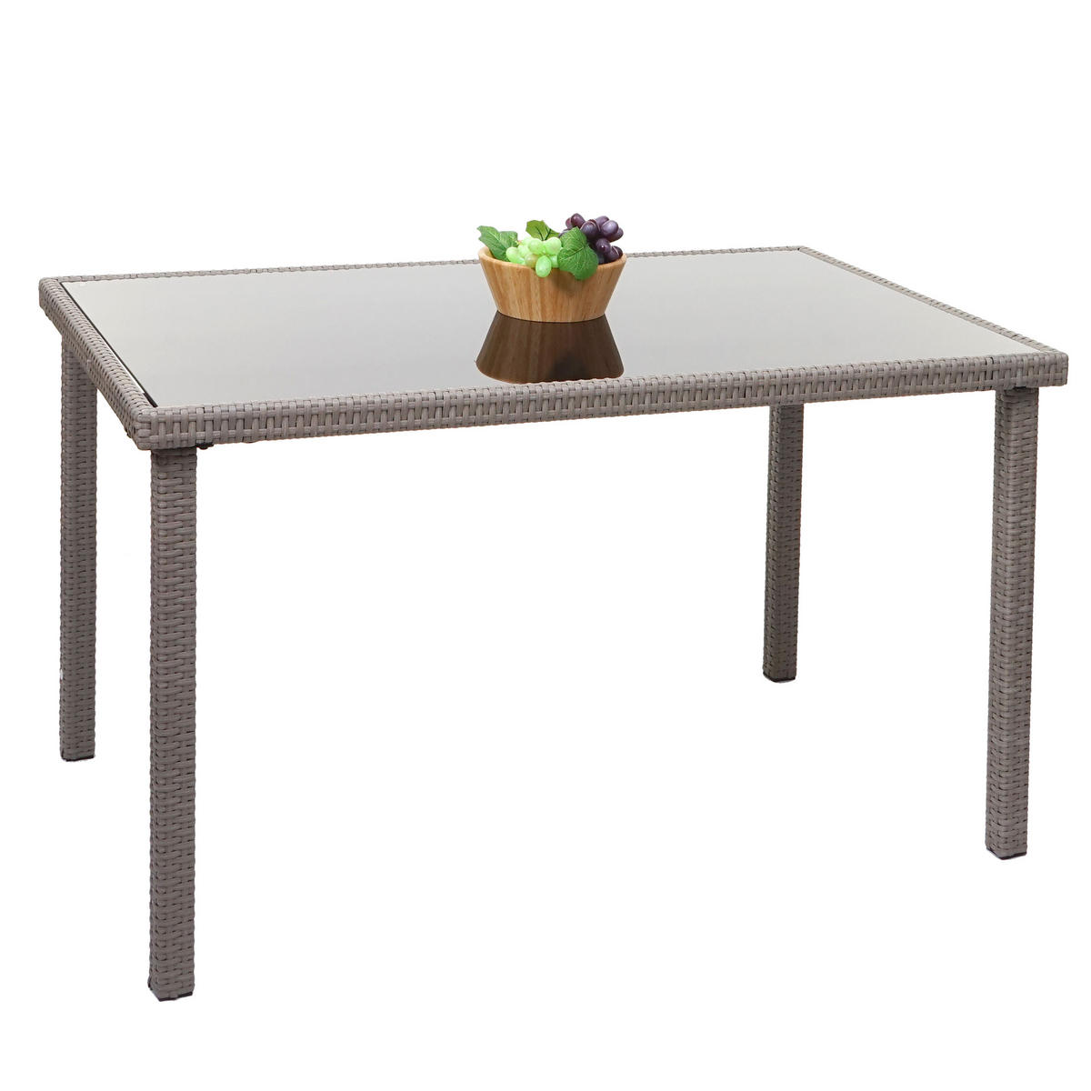 POLY-RATTAN TISCH rechteck Grau - Hellgrau, Kunststoff (75/120/71cm) - MCW