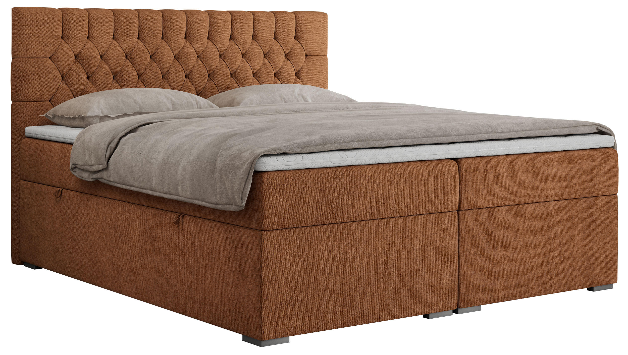 BOXBETT PERA 140/200 Orange Struktur - H3 - Orange, Holz/Textil (140/200cm) - MKS