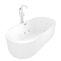 FREISTEHENDE Badewanne F26 170 Whirlpool Luft & Wasser Armatur AF05 - Weiß, Glas/Kunststoff (80/58/170cm) - AcquaVapore by Sandra Jentho