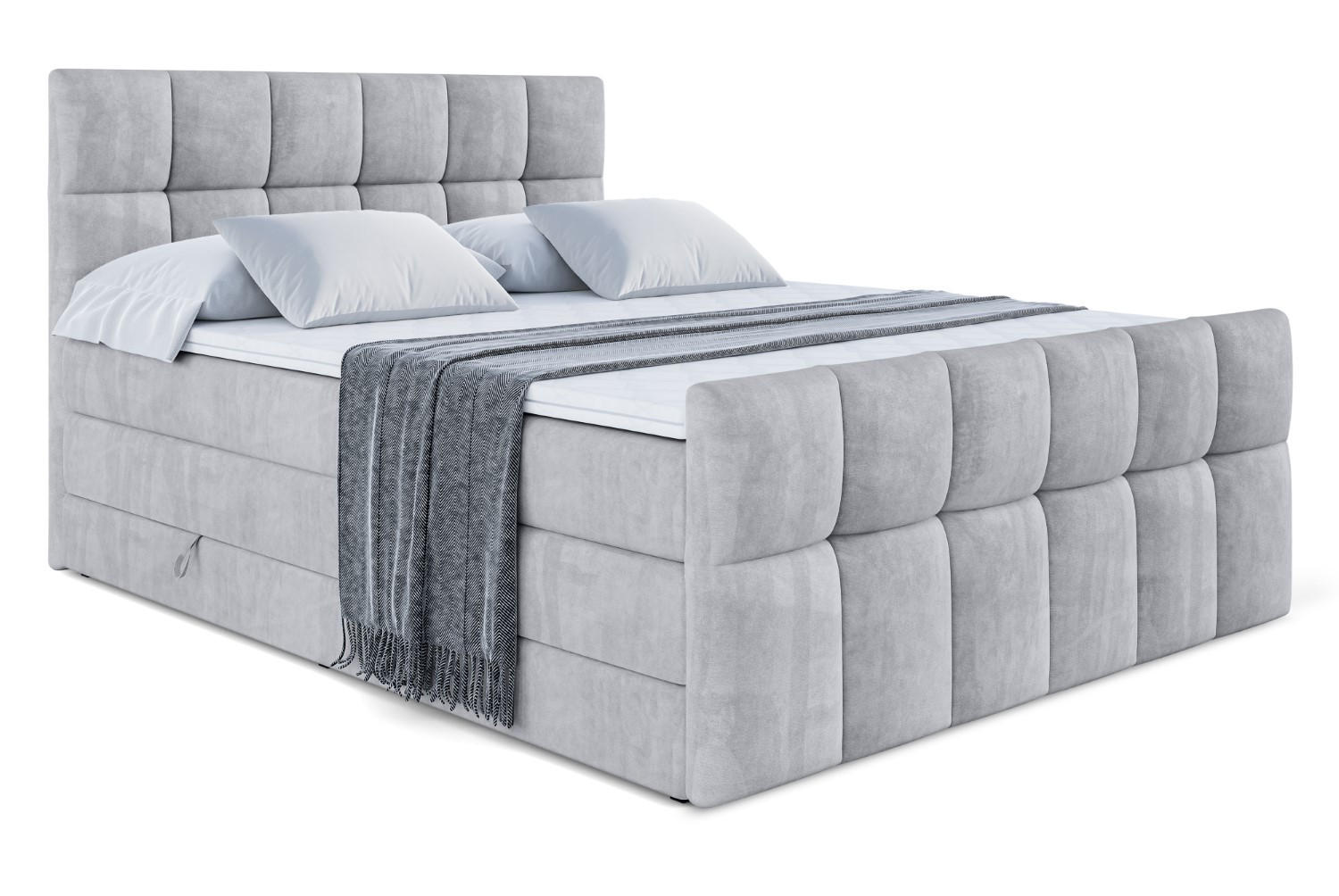 BOXSPRINGBETT RICAR-Z KING - 200 x 200 - H3/H4 - Hellgrau - Hellgrau, Holzwerkstoff (200/200cm) - ALTDECOR