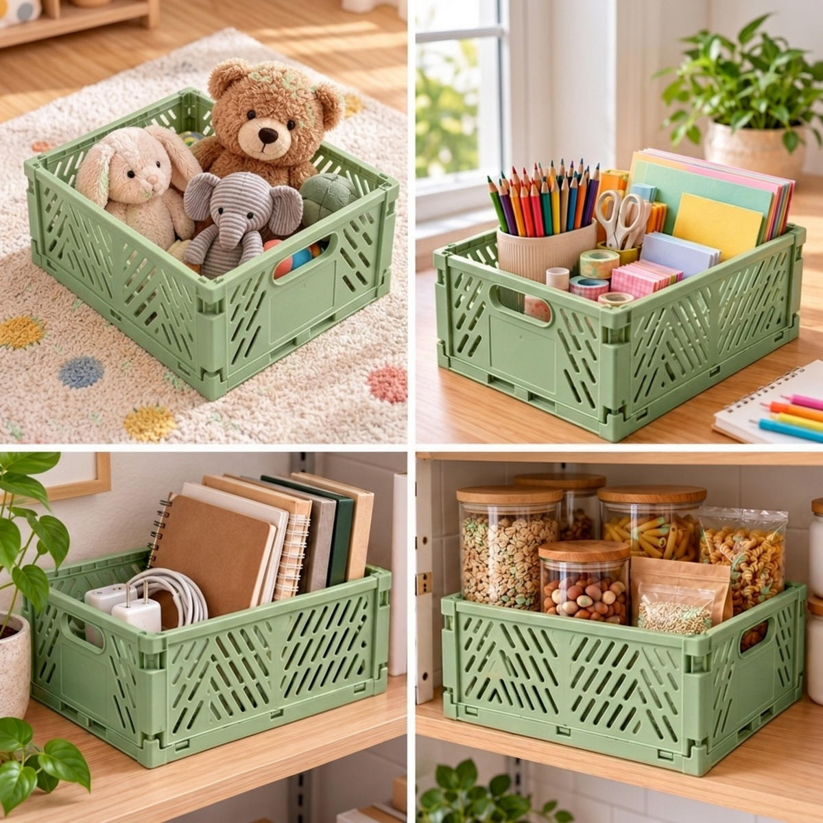 KLAPPBOX Salbei 4er-Set - Grün, Kunststoff (29/12/21cm) - Relaxdays