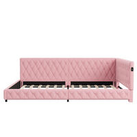 POLSTERBETT Modern 140/200 cm mit L-Eckpolsterung & LED Teddy-Plüsch Pink - Pink, Textil (140/200cm) - Creahappy