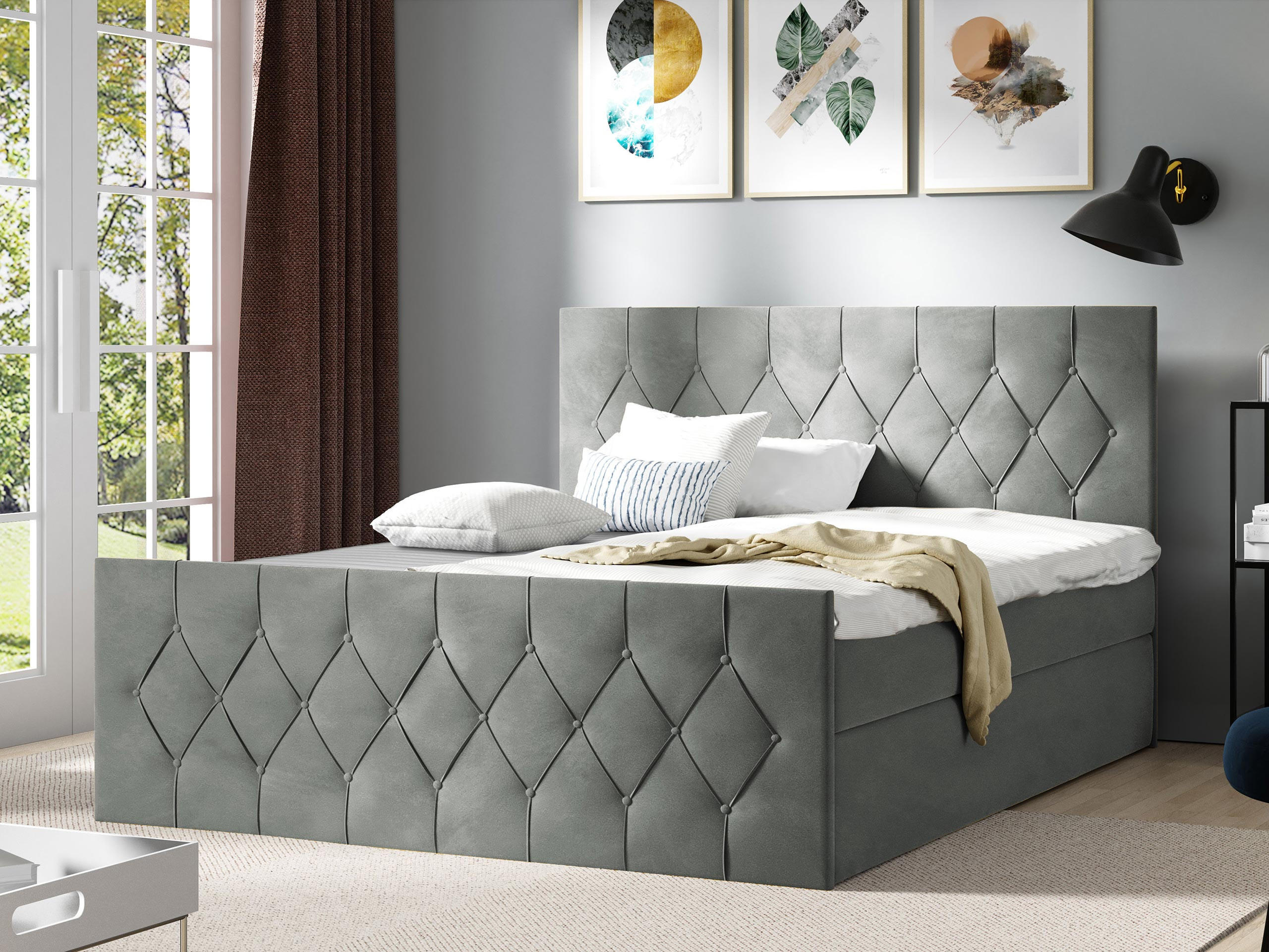 BOXBETT Sky Lux - Grau, Holz (180/200cm) - MIRJAN24