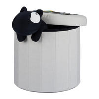 SITZHOCKER - Creme, Holzwerkstoff/Textil (45/43/45cm) - Relaxdays