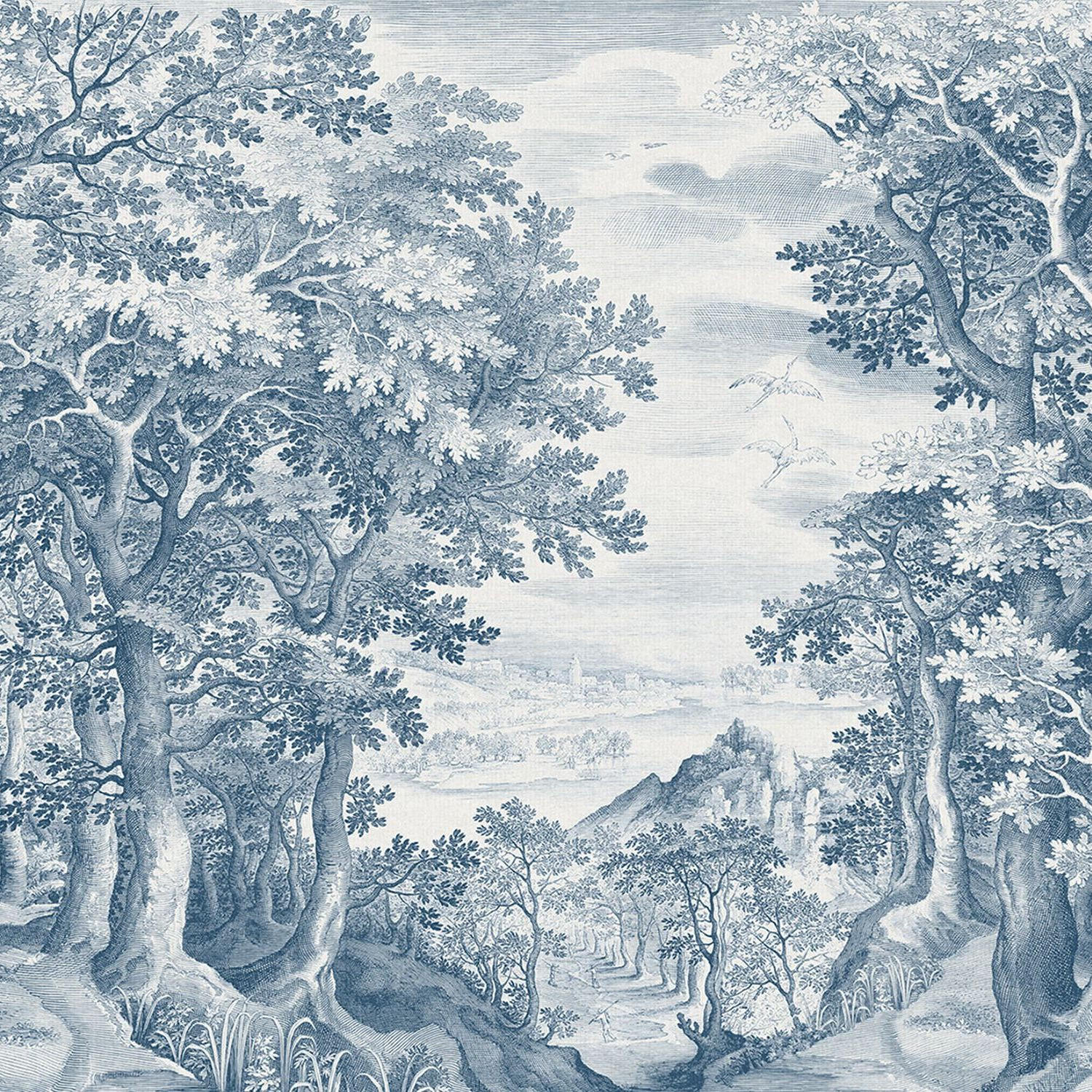 FOTOTAPETE Wald 371 x 280 cm - Blau, Papier (371/280cm) - Sanders & Sanders