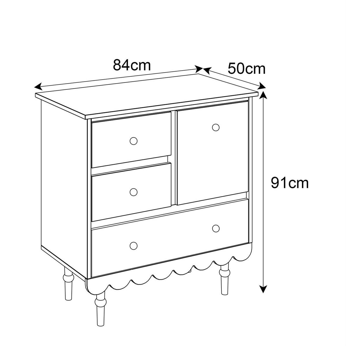 BABUSHKA Kommode mit Schubladen, Natürlich Rosa - Rosa, Holzwerkstoff (84/91/50cm)