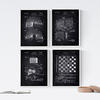 POSTER Set mit 4 Schwarz Patenten SPIELPLATZ A4 Rahmenlos - Klar, Papier (29.7/3cm) - Nacnic