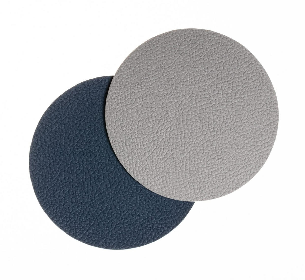 UNTERSETZER - Veganes Leder - Grau / Blau - doppelseitig - ø 10 cm - 6 Stück - Blau, Kunststoff (2/10cm) - Cookinglife