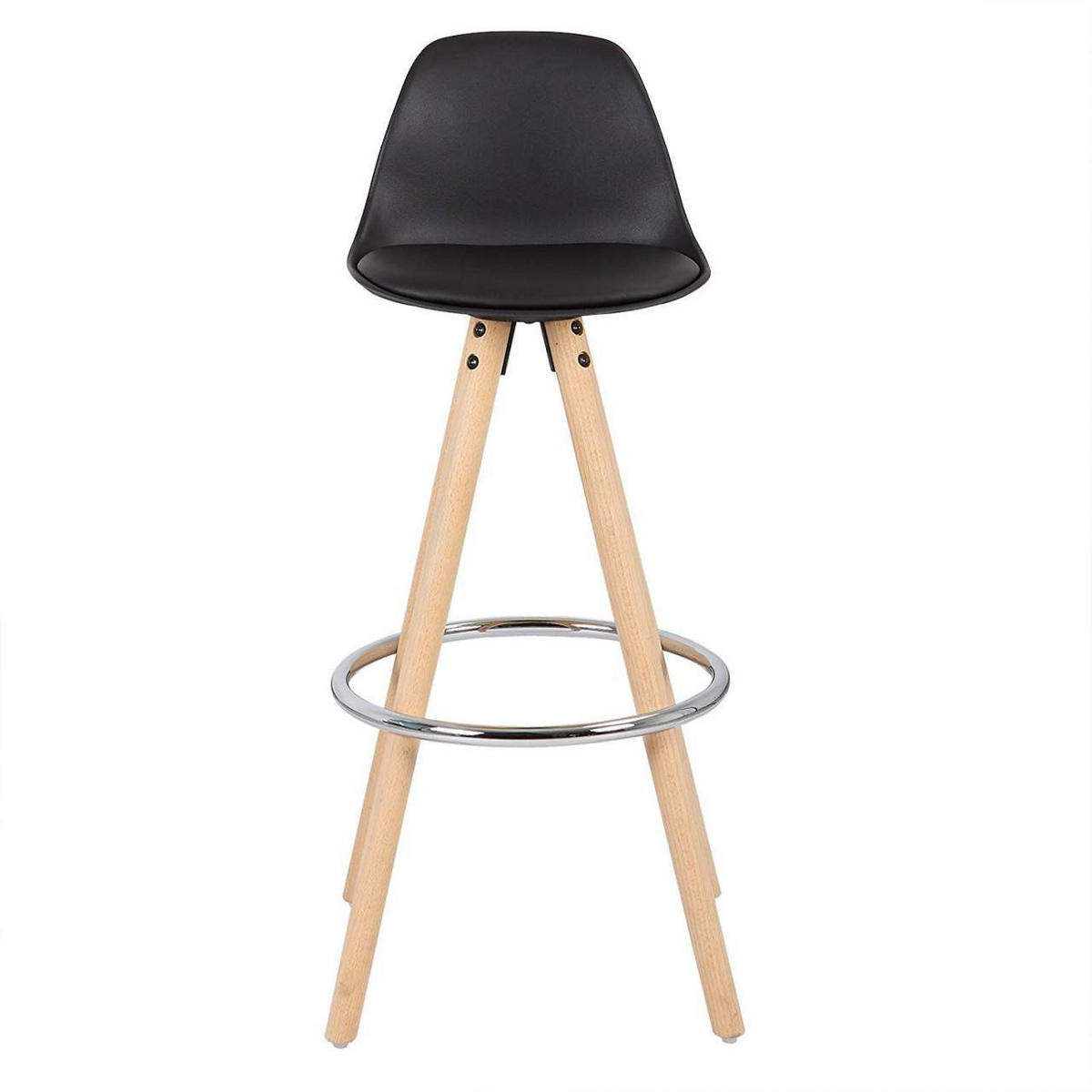 BARHOCKER Kunstleder, Holzgestell, Schwarz - Eichefarben/Schwarz, Holz/Kunststoff (38.5/96.5/38.5cm) - Woltu