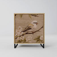 SIDEBOARD PETAL DISTINGUISH, Eichefarben, 57,5x42x67,5 cm, Schwarze Metall-Rahmenfüße - Eichefarben/Multicolor, Holzwerkstoff/Metall (57.5/67.5/42cm) - SpaceRebels